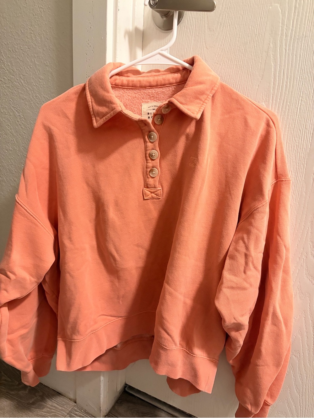 Billabong Coral Button-Front Polo Sweatshirt